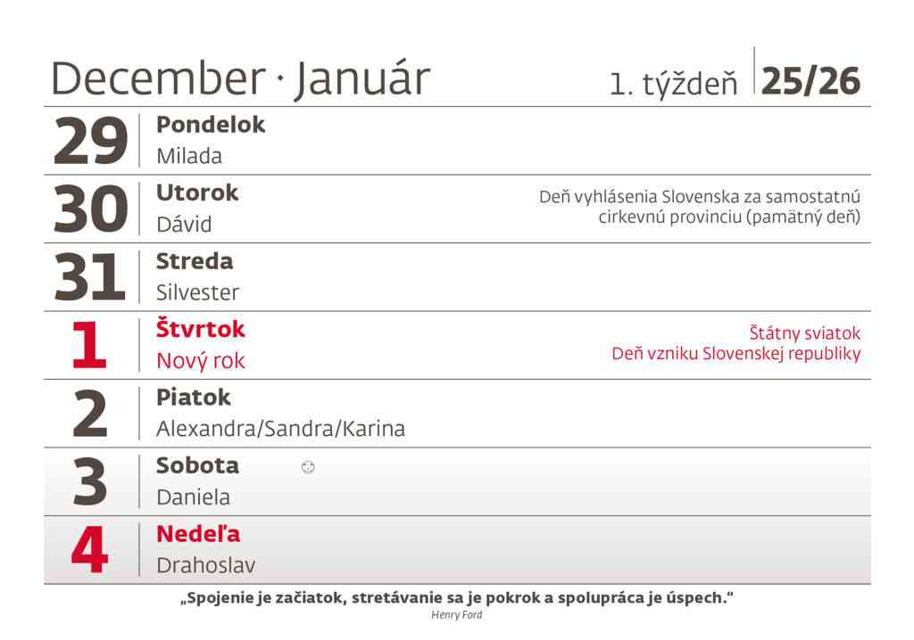 Stolové kalendáre 2026 - Týždenný kalendár s citátmi