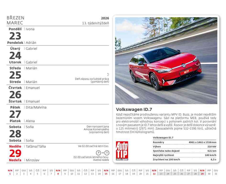 Stolové kalendáre 2026 - Kalendár Autá