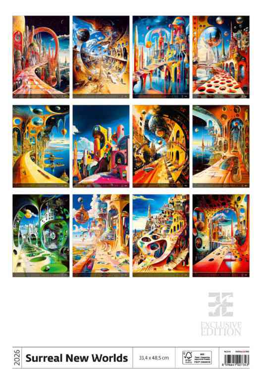 Wall calendars 2026 - Calendar Surreal New Worlds