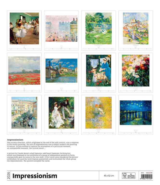 Wall calendars 2026 - Calendar Impressionism
