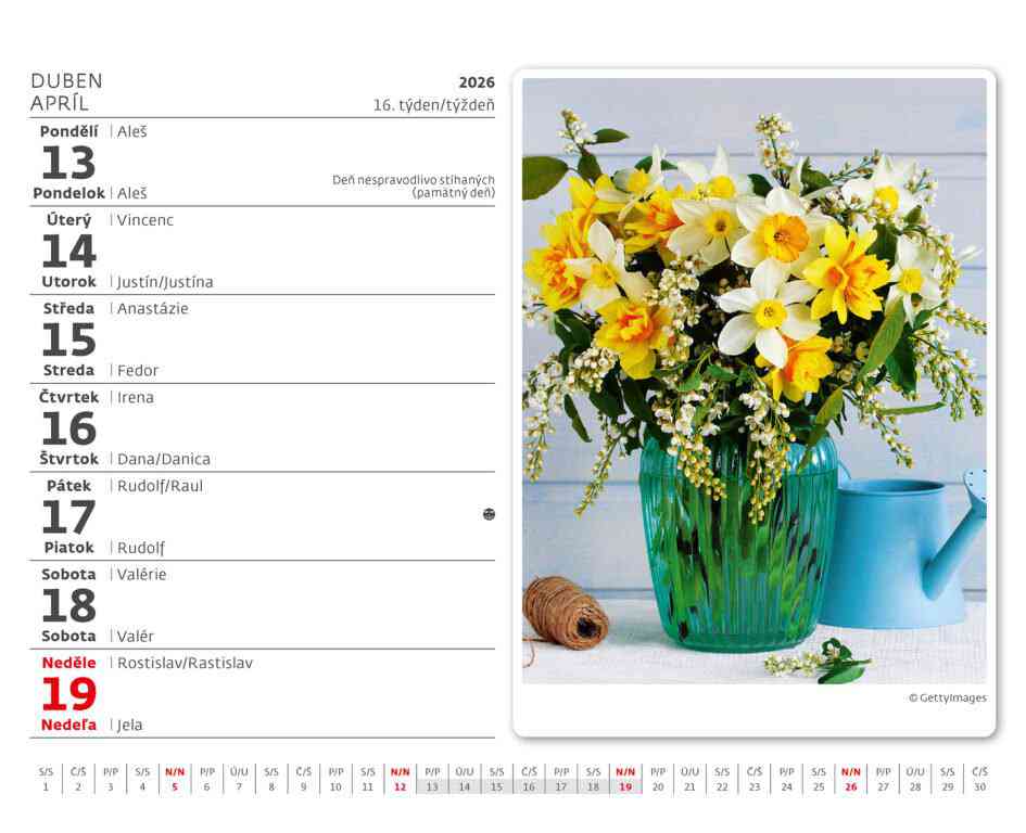 Stolové kalendáre 2026 - Kalendár Kvetiny