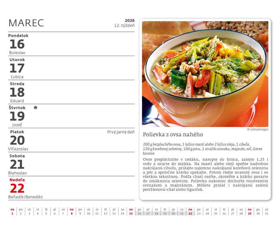 Stolové kalendáre 2026 - Kalendár Kuchárka pre všetkých