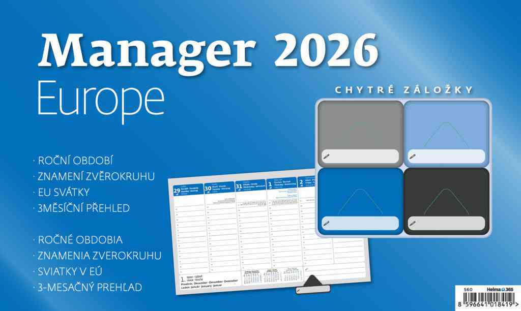 Stolové kalendáre 2026 - Kalendár Manager Europe